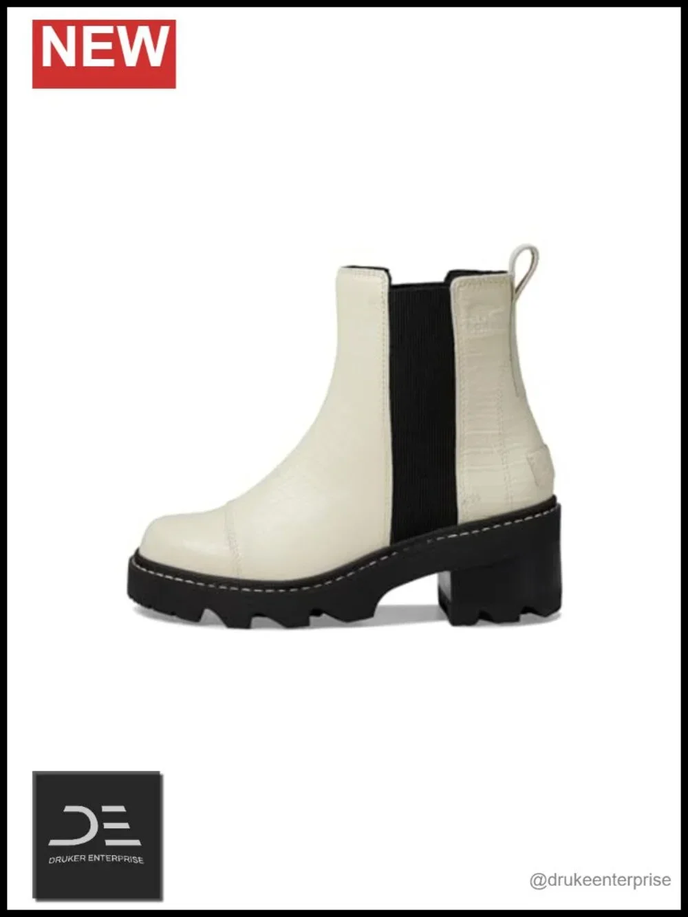 Women's Leather Chelsea Boots - Winter Ankle Booties, Block Heel, Water